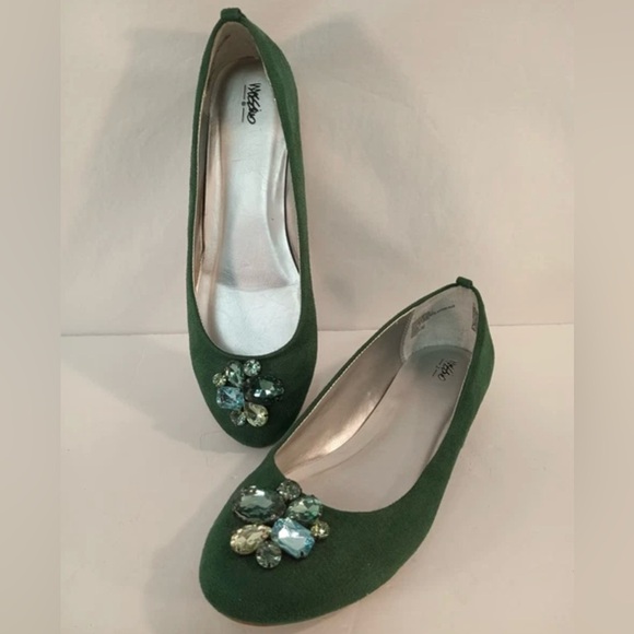 Mossimo Supply Co. Shoes - Mossimo Supply Co. Green Flats with Gemstone Detail